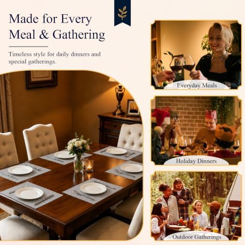 Placemats Set of 4, Cotton Linen Blend Cloth Place Mats, Light Gray