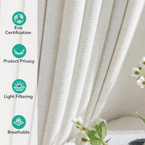 Deconovo Light Filtering Sheer Curtains 108 Inches Long for Living