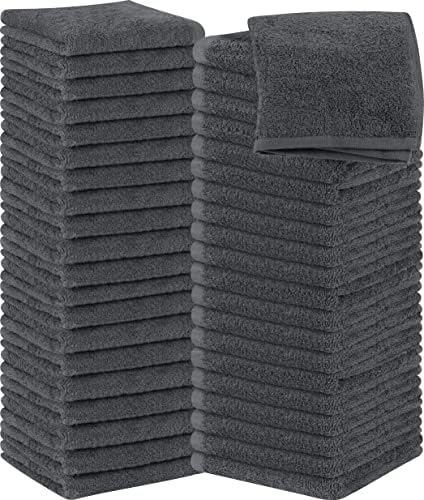 Utopia Towels 60 Pack Washcloths, 12x12 in, 100% Cotton, Grey