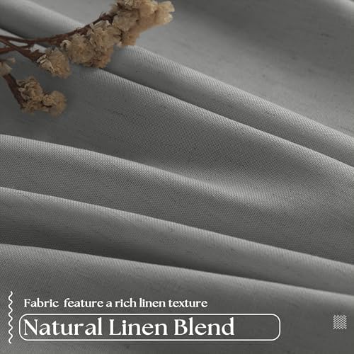 TWODRAPES Dark Grey Linen 100% Black Out 120 Inch Curtains for Living