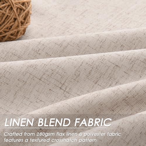 Oatmeal Linen 100% Black Out Curtains 108 Inches Long 2 Panels Set for