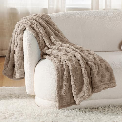 Bedsure Light Taupe Fleece Blanket for Couch&Twin Blanket for Couch