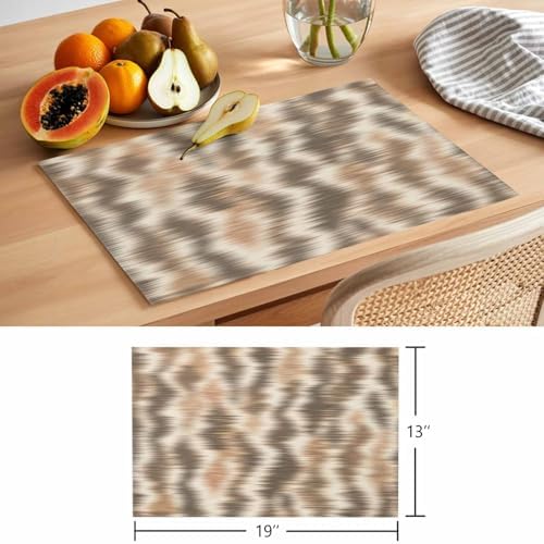 Round Placemats Set of 12 Minimalist Taupe Waves Place Mats