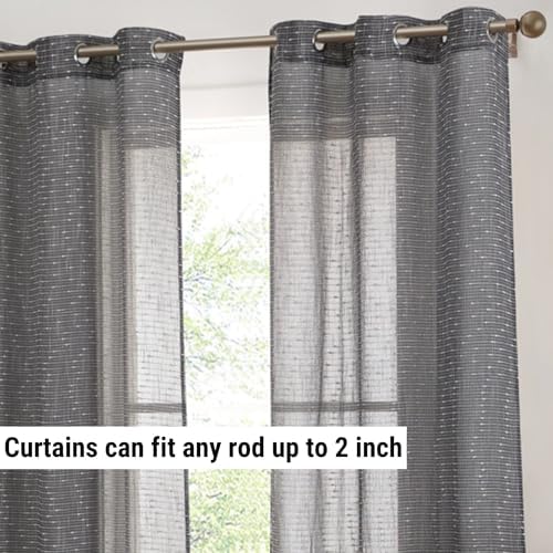 HLC.ME Emily Faux Linen Semi Sheer Light Filtering Transparent Grommet