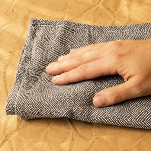 Set of 4 Cotton Herringbone Kitchen Towels, 20" X 26" Brown