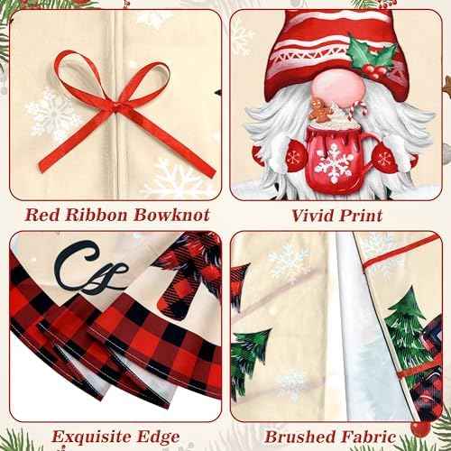 48 Inch Red Black Buffalo Plaid Gnome Tree Skirt