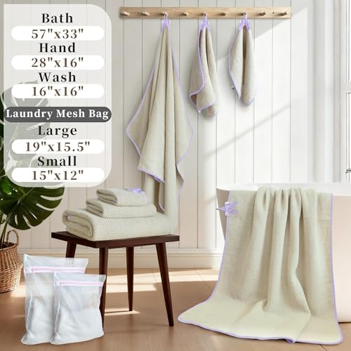 VOOVA & MOVAS Waffle Wash Cloths 6 Pack, 100% Cotton, 16x16 in, Beige