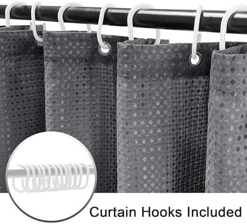 BBiggood Charcoal Grey Shower Curtain, Waffle Weave Shower Curtain for