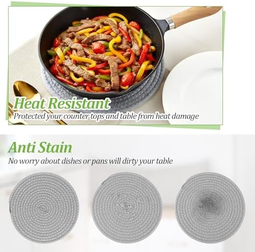 10-Inch Large Trivets for Hot Dishes, Set of 6, Heat Resistant Pot