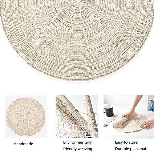 Round Woven Placemats Thermal Insulation Dining Table Round Cotton