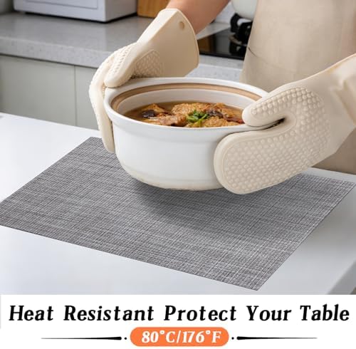 Timeet Placemats Set of 8, Heat Resistant Non-Slip Place Mats, Durable