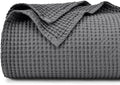 PHF 100% Cotton Waffle Blanket Lightweight Breathable, Queen Size