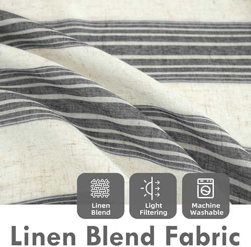 DriftAway Farmhouse Curtains for Living Room Vertical Striped Linen