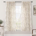 Coffee Floral Curtains 63 inch Length Back Tab Farmhouser Living Room