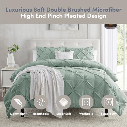 Nestl California King Duvet Cover Sage Green - Soft Double Brushed