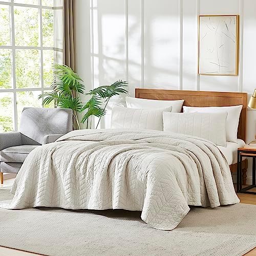 Beige Cotton Quilt California Cal King Size Bedding Sets with Pillow