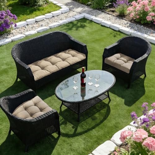 Wicker Chair Cushions of 3 Pieces, Waterproof Cushions for Patio