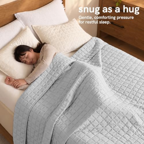 YnM 10lbs Weighted Blanket for Adults,Cotton Heavy Bed Throw Blanket