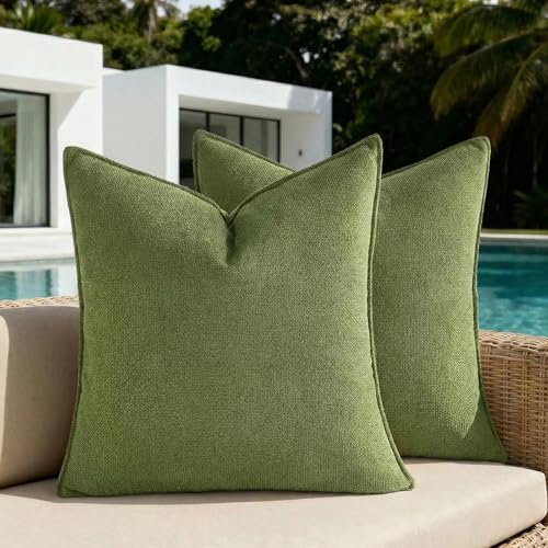 Fancy Homi Pack of 2 Water Resistant Soft Chenille Decorative Outdoor