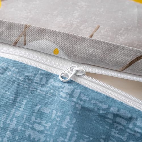 OAITE King Duvet Cover Set 3pcs 100% Cotton Grey Abstract Branch