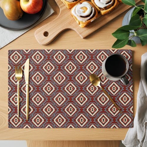 Round Placemats Set of 12 Neutral Geometric Place Mats Minimalist Boho