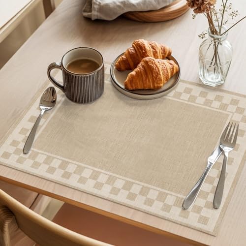 Round Placemats Set of 12 Minimalist Checkered Place Mats Farmhouse