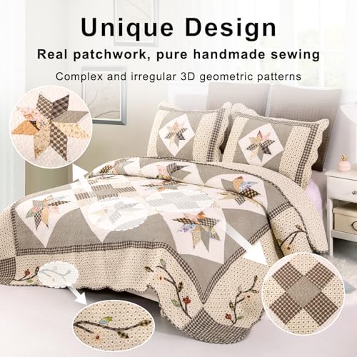 YAYIDAY Quilts Queen Size Patchwork Bedspread Set