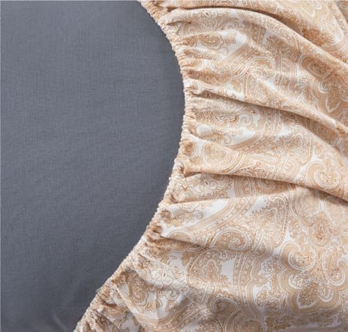 Home 6-Piece Soft Bed Sheet Set - Queen, Taupe Paisley Design
