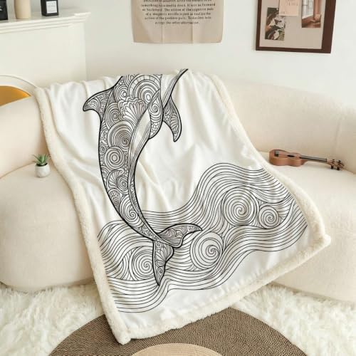 Sketch Double-Layer Sherpa Fleece Throw Blanket 60”x 80”