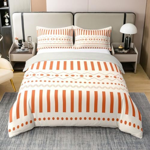 jejeloiu Boho Duvet Cover 100% Cotton Queen Size Modern Geometric