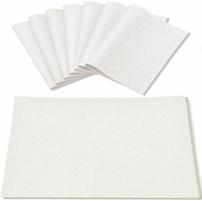 Cloth Placemats Set of 12, Linen Type Fabric Placemats Machine