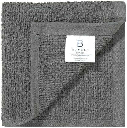 Bumble Dish Cloths 8-Pack, 100% Cotton Kitchen Towels, 12"x12" Grey