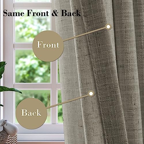 cololeaf Linen Curtains 108 inches Long Neutral Pinch Pleat Draperies