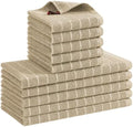 Kitinjoy 100% Cotton Kitchen Towels and Dishcloths Set, Tan
