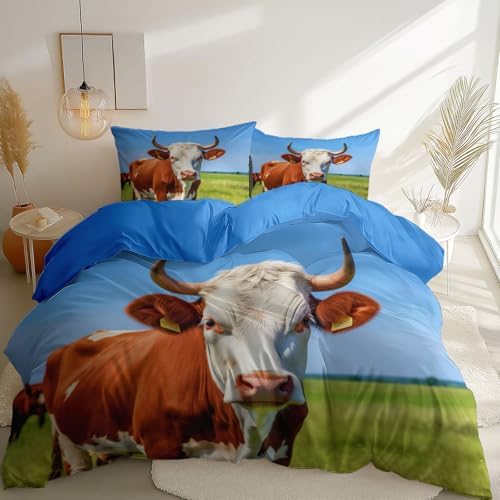 Nature Grassland Cows Printed Bedding Set– Microfiber Duvet Cover