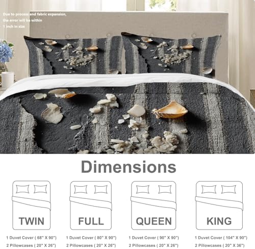 Stripe Remnants Shell Fragments 100% Cotton Duvet Cover Set King Size