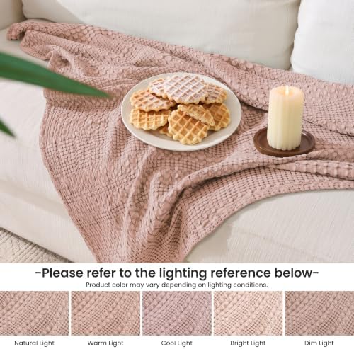 Cotton Blanket for King Size Bed, 108x90 Waffle Layering Blanket