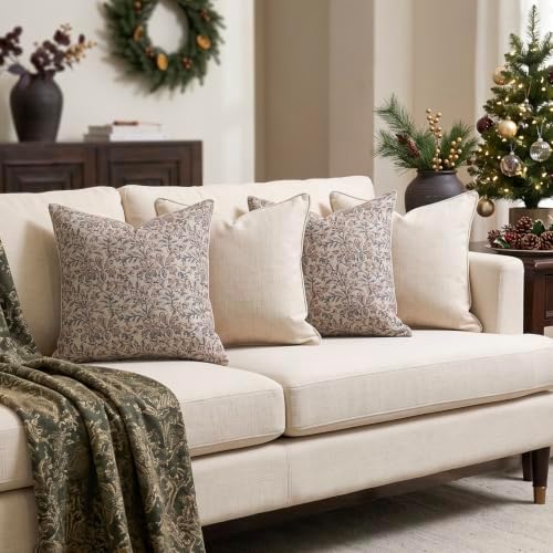 Amor Virisso Floral Throw Pillow Covers 18x18 Set of 2 Couch Pillows