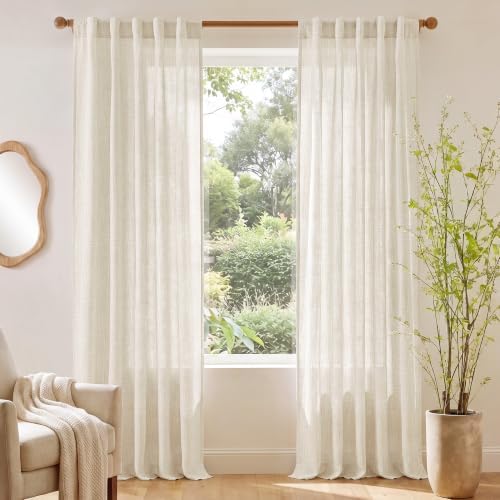 NICETOWN Sheer Linen Curtains 96 Inch Length for Bedroom Living Room 2