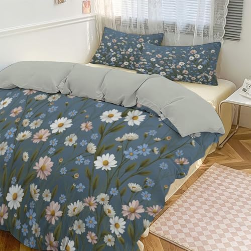Natural Wildflower Landscape Duvet Cover King 3Pcs, Breathable
