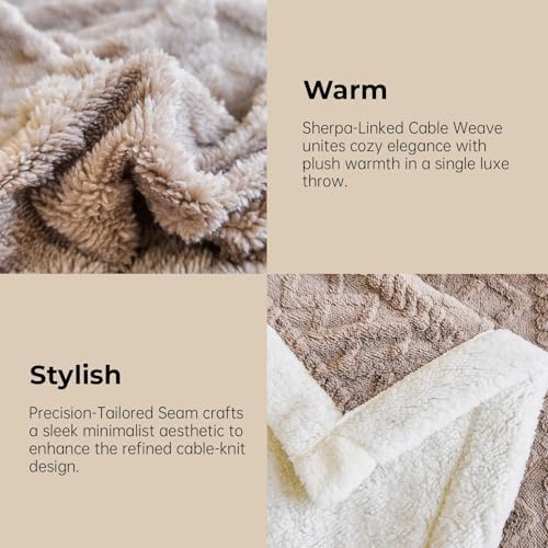 King Size Soft Cozy Sherpa Blanket,Khaki Fleece Throw,108"x90"