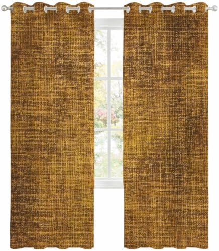 Gold Brown Sheer Curtains 96 Inch Length 2 Panels Set Farmhouse Linen