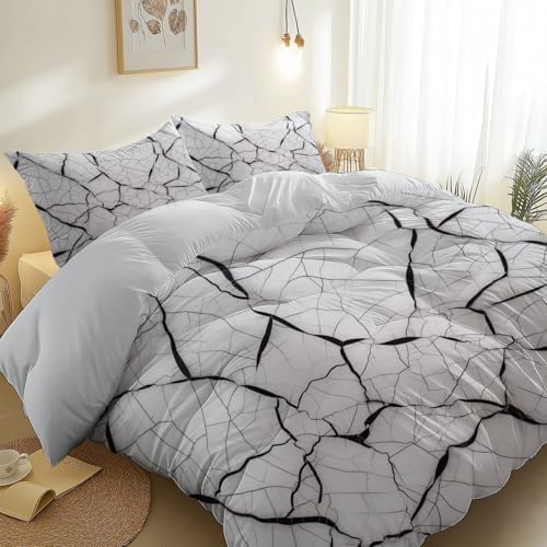 Light Gray Duvet Cover Queen - 100% Microfiber 3 Pcs Minimal Abstract