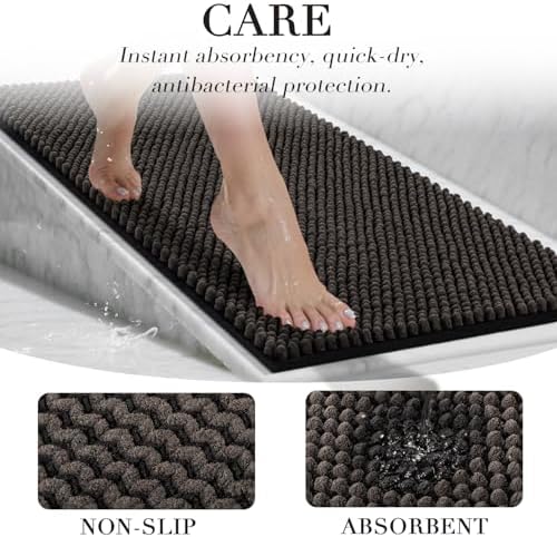 BSICPRO Bathroom Rugs Set 2 Piece, Black, 20"x32" Plus 16"x24"