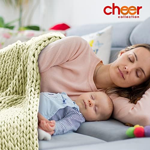 Cheer Collection Chunky Cable Knit Throw Blanket for Couch, Sofa