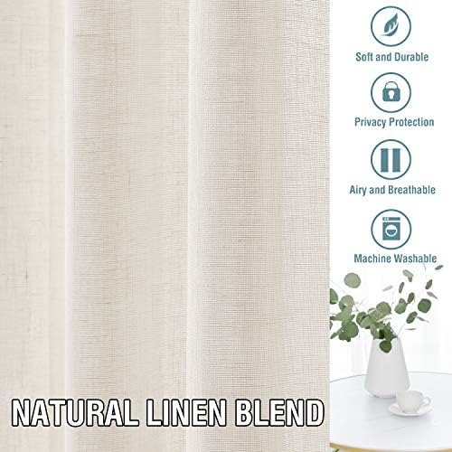 H.VERSAILTEX Natural Linen Blended Curtains 63 Inches Length 2 Panels