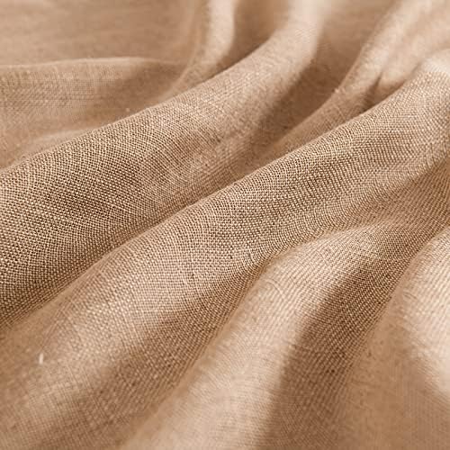 MIULEE Brown Linen Curtains 52x96 Inch Long Soft Thick Linen Textured