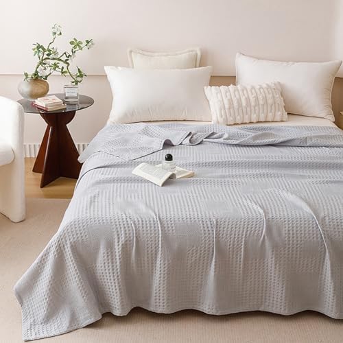 LGYKUMEG Muslin Throw Blanket,100% Cotton Lightweight Waffle Knit