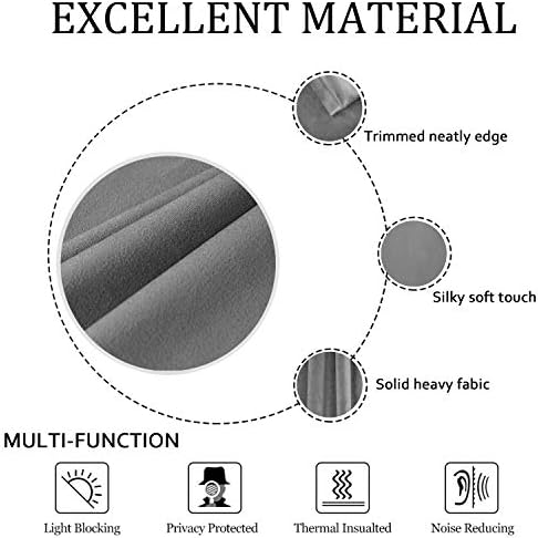 SMILETIME Grey Velvet Curtains 52"x63" Grommet 2 Panels