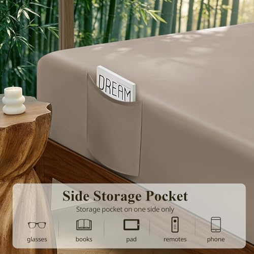 Cal King Fitted Sheet Only, Luxury Bamboo Viscose, 17" Deep Pocket